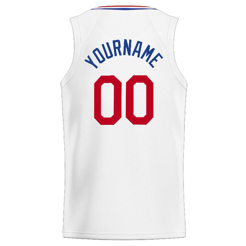 Custom Stitched Basketball Jersey for Men, Women And Kids White-Royal-Red