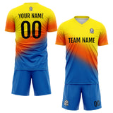 Custom Soccer Uniform Jersey Kids Adults Personalized Set Jersey Blue&Orange&Yellow