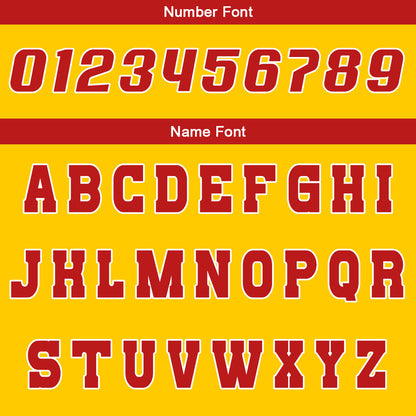 Custom Yellow Red Reversible Basketball Suit for Adults and Kids Personalized Jersey