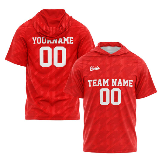 Custom Red Short Sleeve Hoodies for Men Women Shirts with Hoods Printed Name Logo