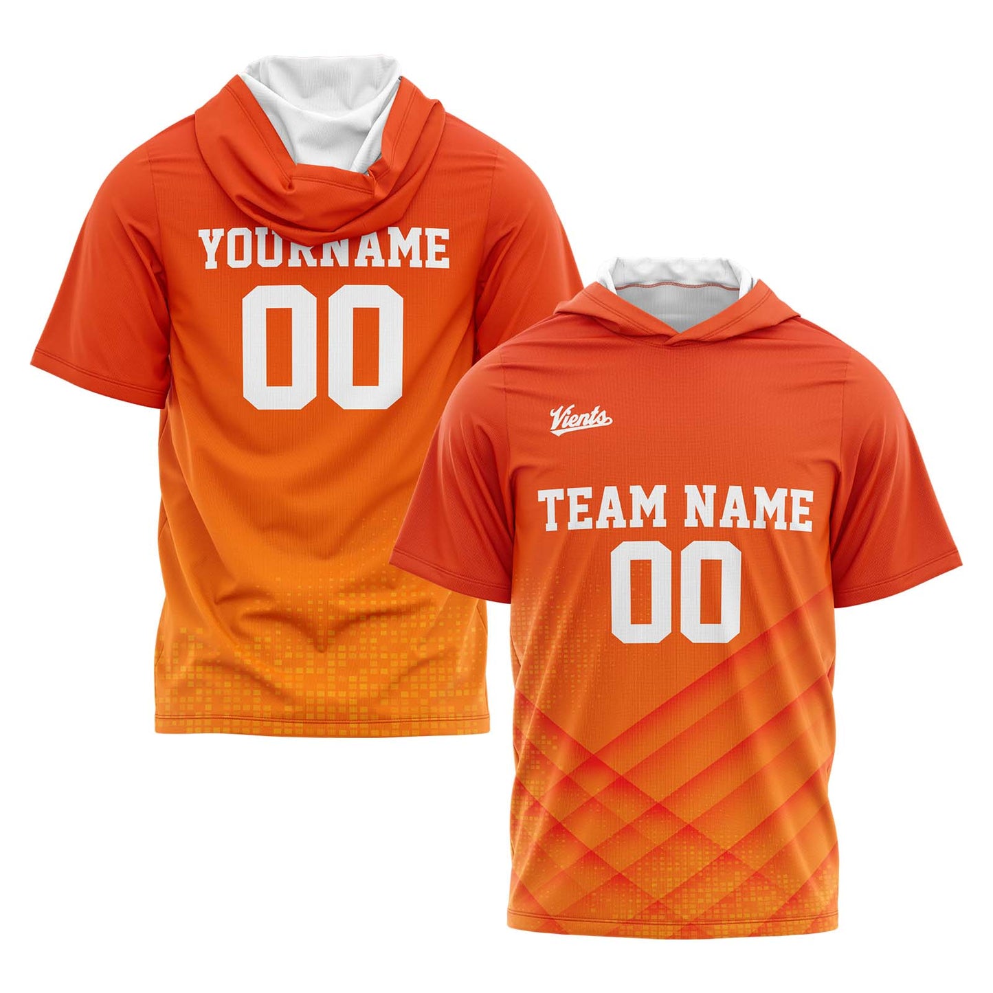 Custom Orange Short Sleeve Hoodies for Men Women Shirts with Hoods Printed Name Logo
