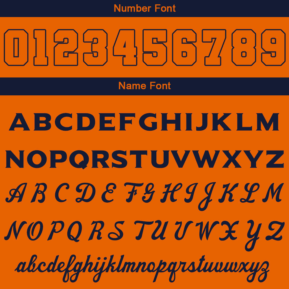 Custom Navy Orange Hoodie Personalized Mens Pullover Hoodie Printed Team Name Number Logo for Women