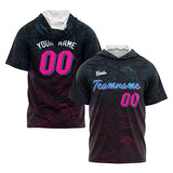 Custom Black Pink Light Blue Hooded T-Shirt Short Sleeve Hoodies for Men Women Shirts with Hoods Printed Name Logo