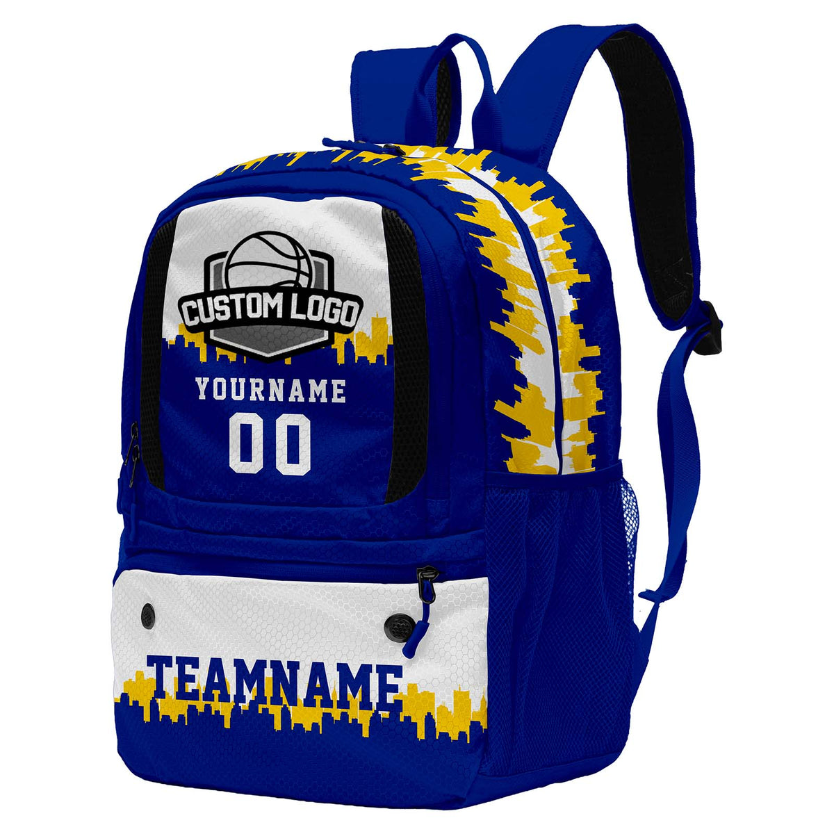 Custom Blue Basketball Soccer Backpack Personalized Player Names - Numbers & Team Logo #150-BP-0914-0011