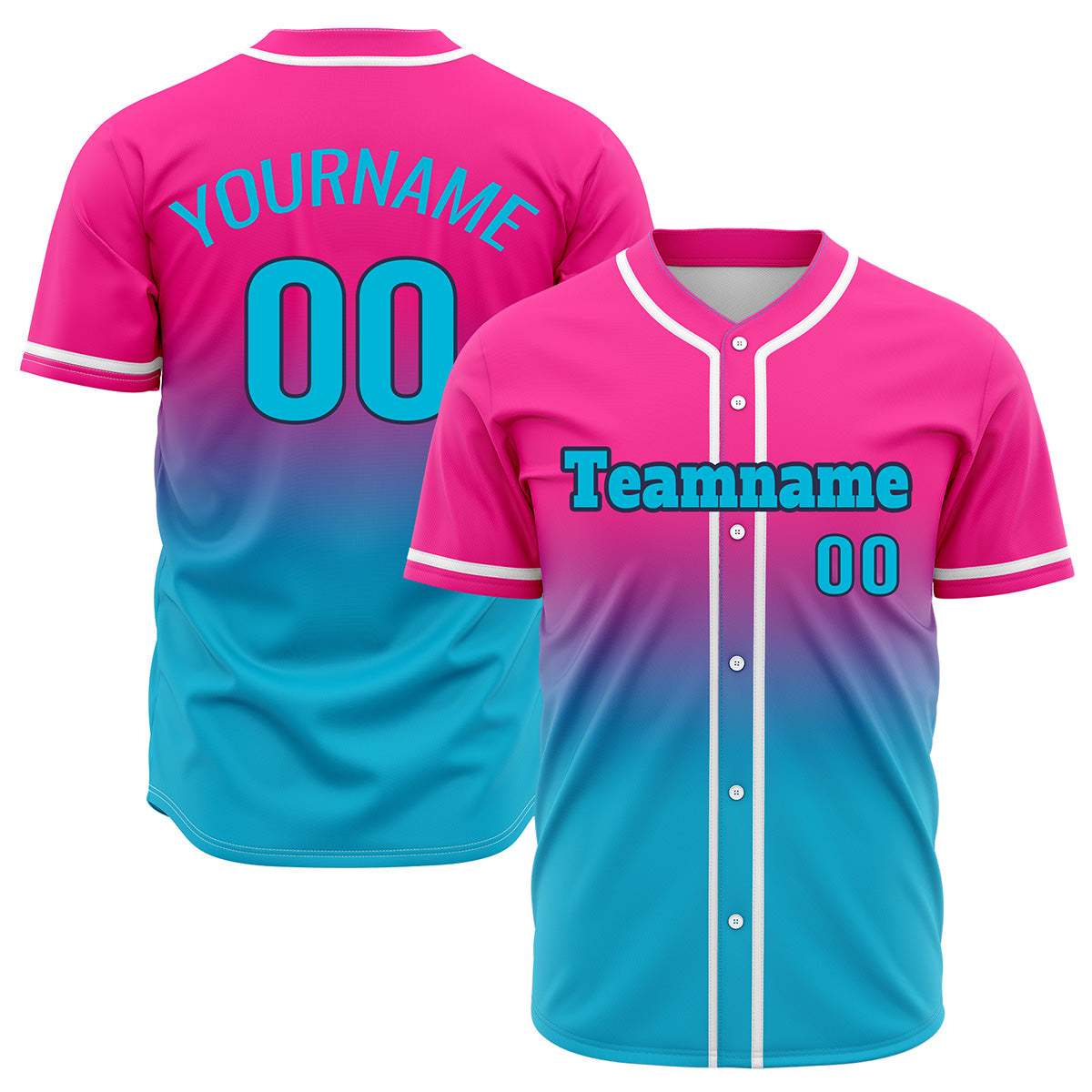 Custom Pink Cyan Hip Hop Baseball Jersey Stitched Printed - Personalized Name Number Shirts #BB-0919-0083