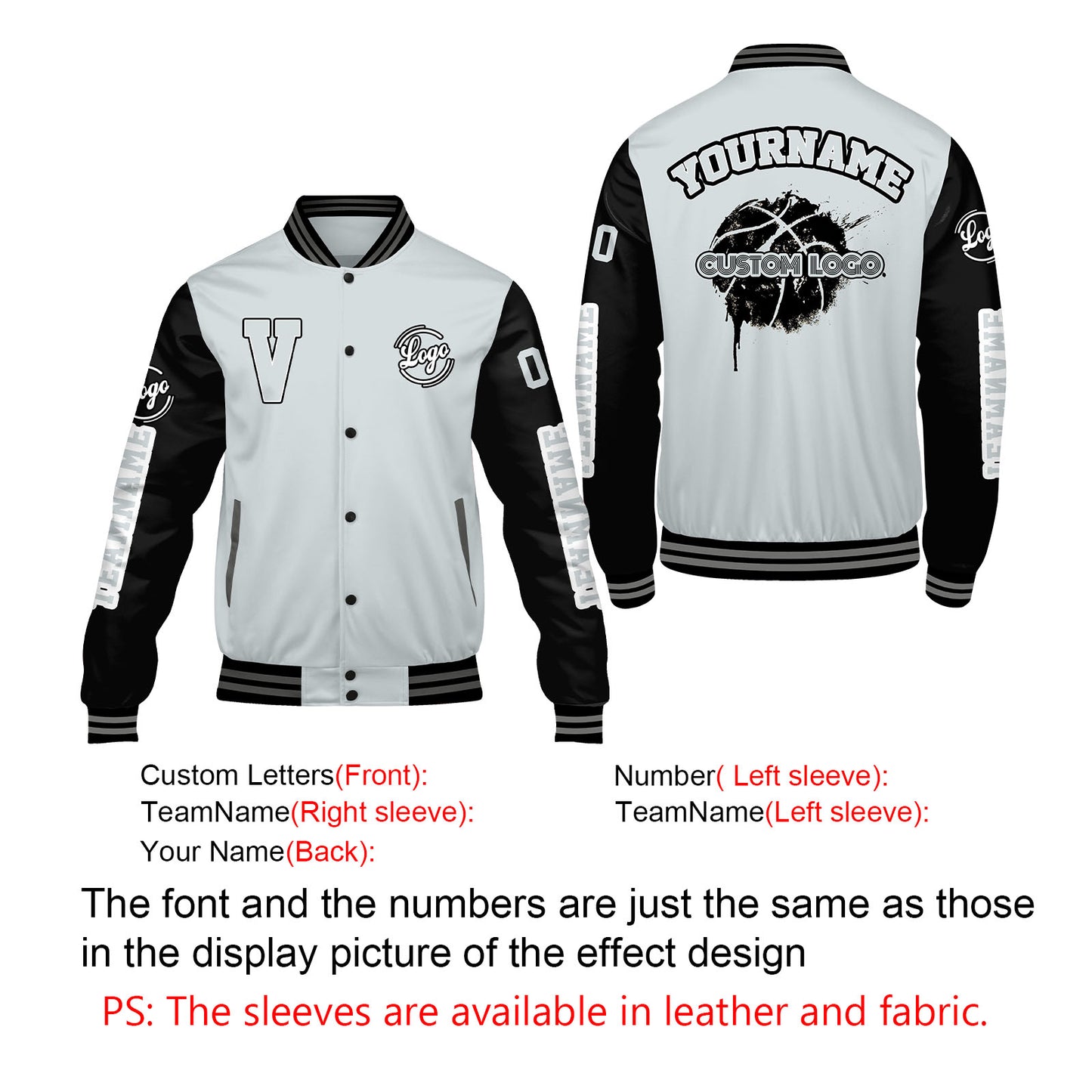 Custom Grey Black Varsity Jackets for Men Women Youth Personalized Letterman Jackets