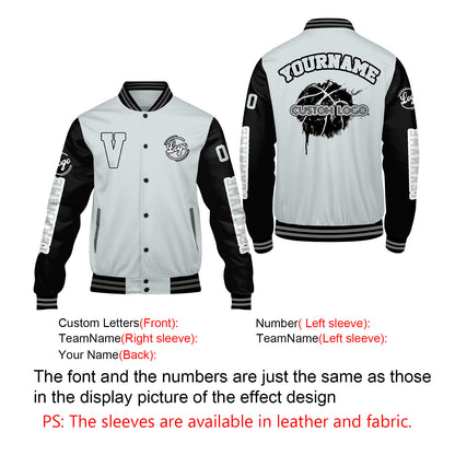 Custom Grey Black Varsity Jackets for Men Women Youth Personalized Letterman Jackets