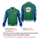 Custom Grass Green Color Blue  Varsity Jackets for Men Women Youth Personalized Letterman Jackets