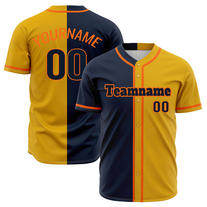 Custom Yellow Dark Blue Hip Hop Baseball Jersey Stitched Printed - Personalized Name Number Shirts #BB-0919-0094