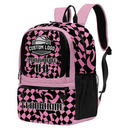 Custom Pink Black Basketball Soccer Backpack Personalized Player Names Numbers Team Logo #BB-0919-0027