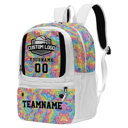 Custom White Basketball Soccer Backpack Personalized Player Names - Numbers & Team Logo #150-BP-0914-0027