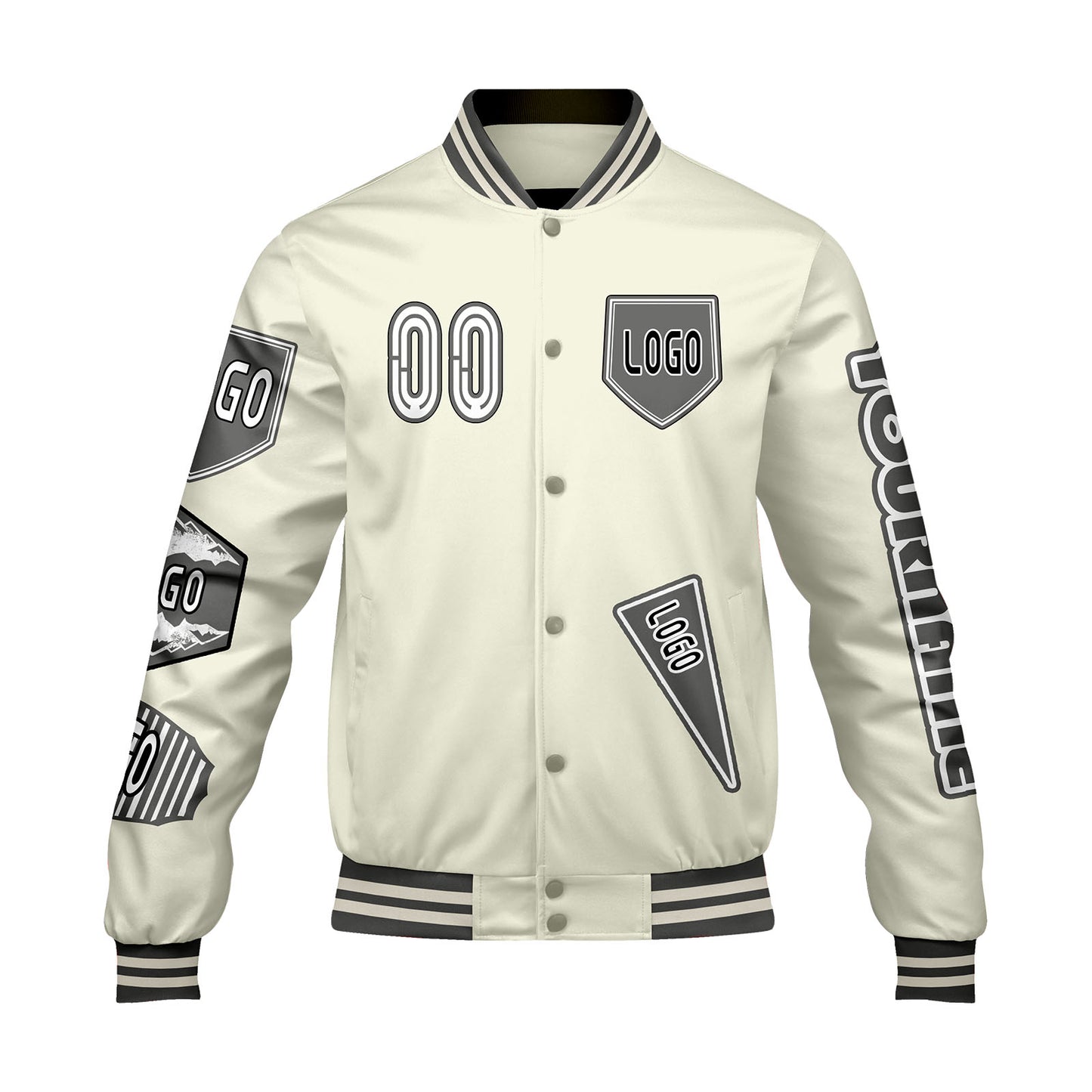 Custom White Letterman Varsity Jacket Personalized Embroidery Printing