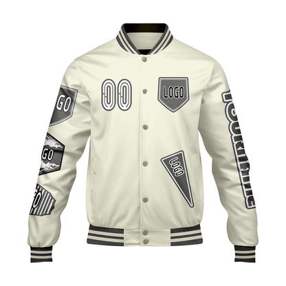 Custom White Letterman Varsity Jacket Personalized Embroidery Printing