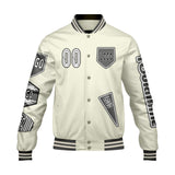 Custom White Letterman Varsity Jacket Personalized Embroidery Printing