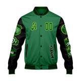 Custom Green Black Letterman Varsity Jacket Personalized Embroidery Printing