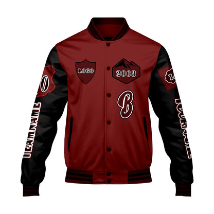 Custom Red Black Letterman Varsity Jacket Personalized Embroidery Printing