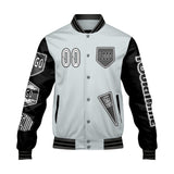 Custom Gray Black Letterman Varsity Jacket Personalized Embroidery Printing