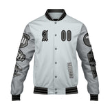 Custom Gray Letterman Varsity Jacket Personalized Embroidery Printing