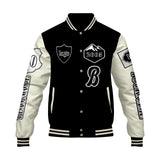 Custom Black White Letterman Varsity Jacket Personalized Embroidery Printing