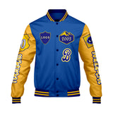 Custom Blue Yellow Letterman Varsity Jacket Personalized Embroidery Printing