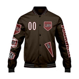 Custom Brown Letterman Varsity Jacket Personalized Embroidery Printing