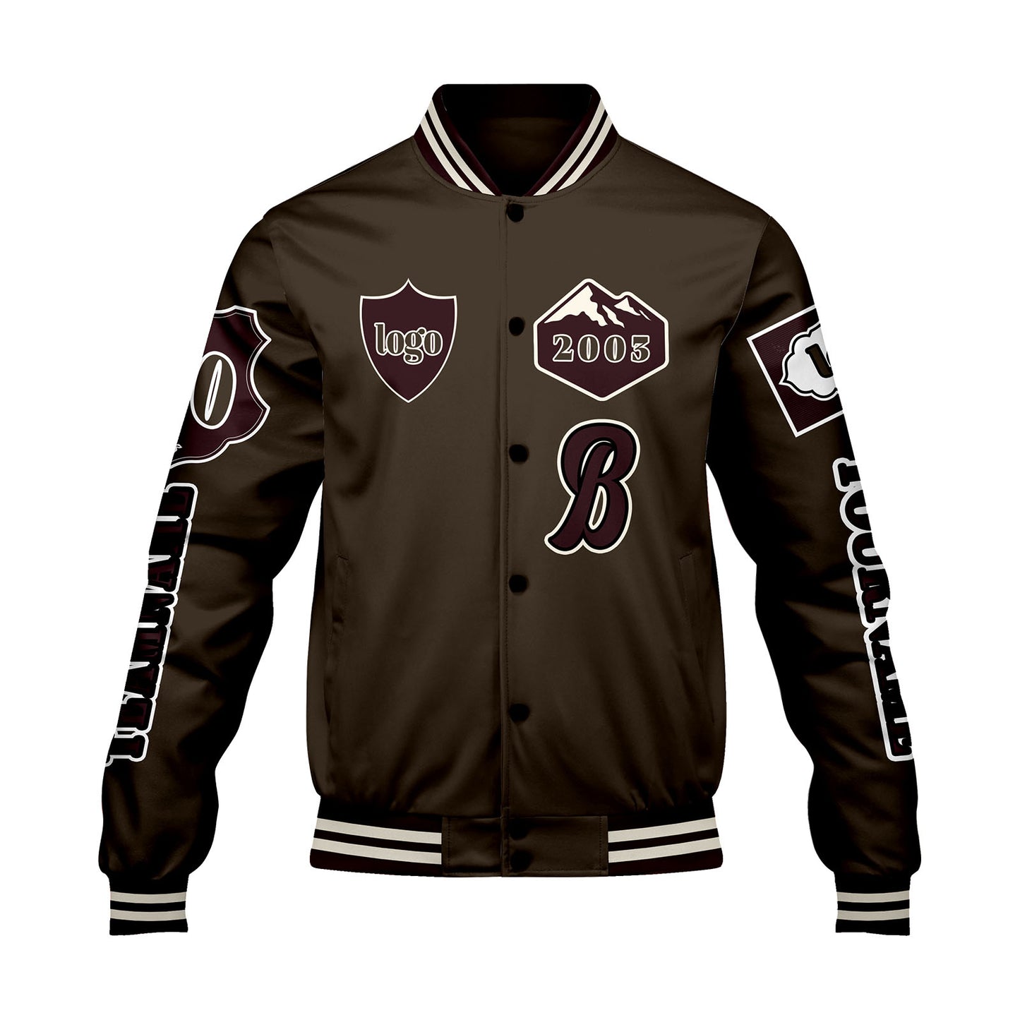 Custom Brown Letterman Varsity Jacket Personalized Embroidery Printing