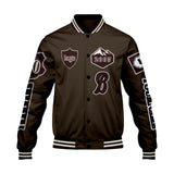 Custom Brown Letterman Varsity Jacket Personalized Embroidery Printing