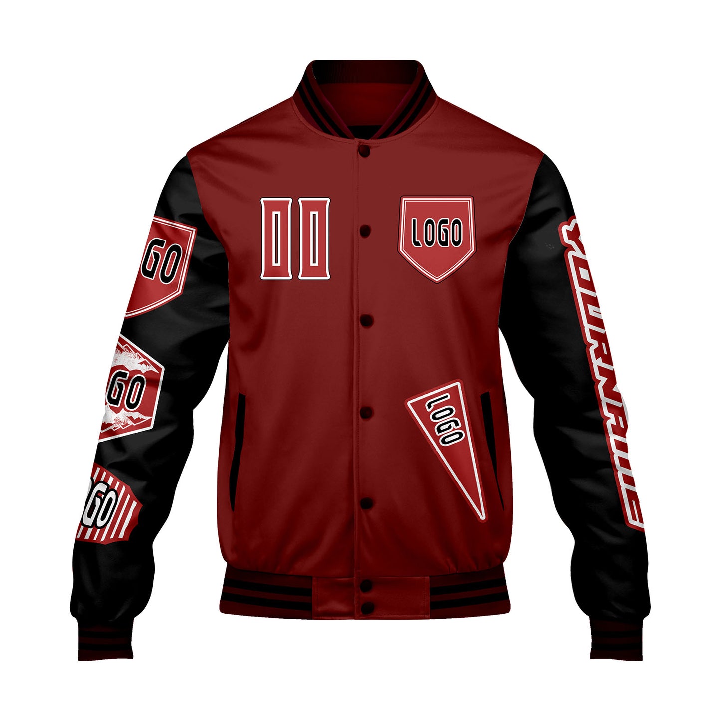 Custom Red Black Letterman Varsity Jacket Personalized Embroidery Printing