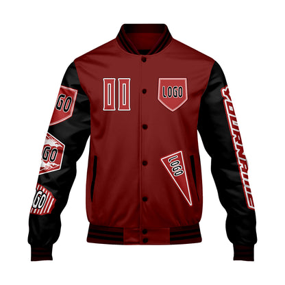 Custom Red Black Letterman Varsity Jacket Personalized Embroidery Printing