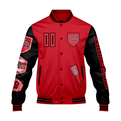 Custom Red Black Letterman Varsity Jacket Personalized Embroidery Printing
