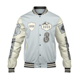 Custom Gray White Letterman Varsity Jacket Personalized Embroidery Printing