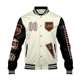 Custom White Black Letterman Varsity Jacket Personalized Embroidery Printing
