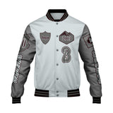 Custom Gray Letterman Varsity Jacket Personalized Embroidery Printing