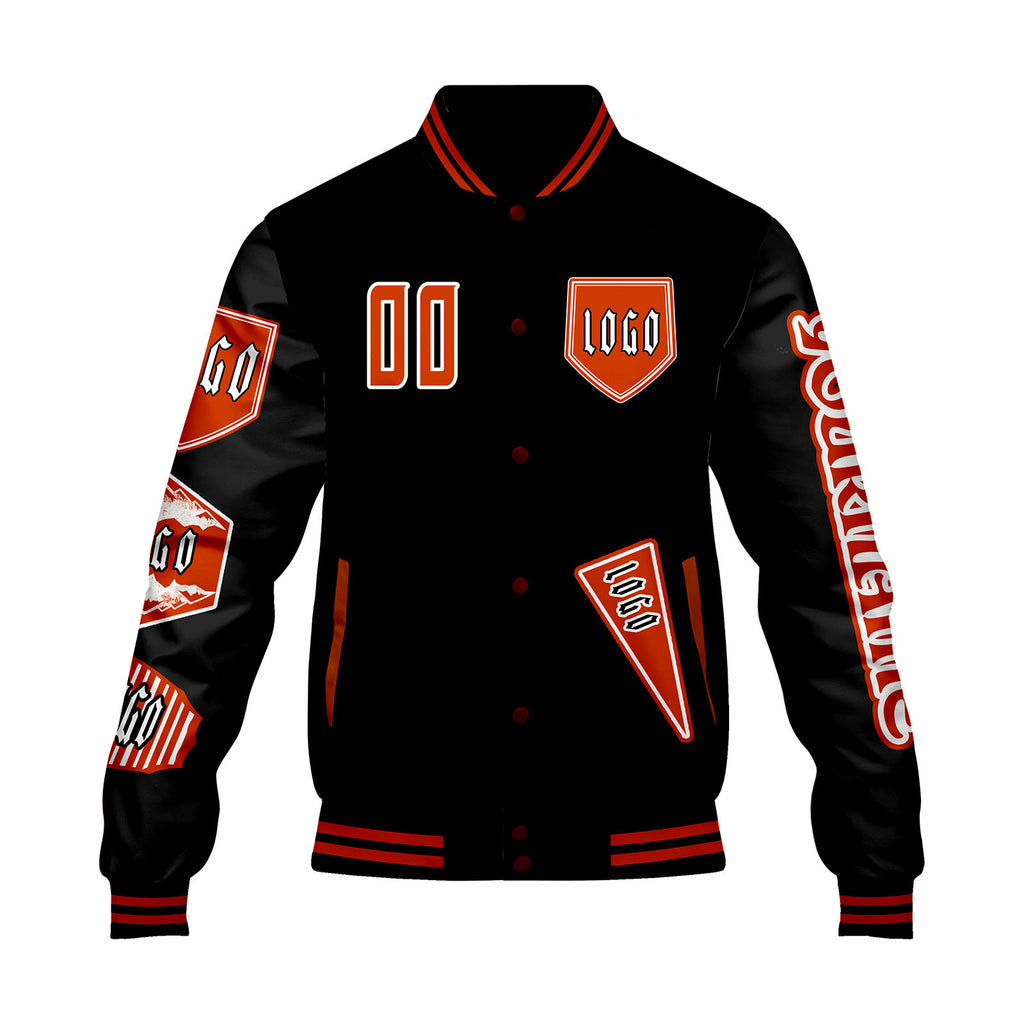 Custom Black Letterman Varsity Jacket Personalized Embroidery Printing