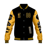 Custom Black Yellow Letterman Varsity Jacket Personalized Embroidery Printing