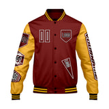 Custom Red Yellow Letterman Varsity Jacket Personalized Embroidery Printing