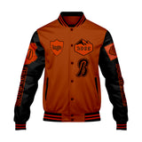Custom Orange Black Letterman Varsity Jacket Personalized Embroidery Printing