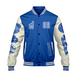 Custom Blue White Letterman Varsity Jacket Personalized Embroidery Printing