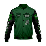 Custom Green Black Letterman Varsity Jacket Personalized Embroidery Printing