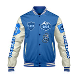 Custom Blue White Letterman Varsity Jacket Personalized Embroidery Printing