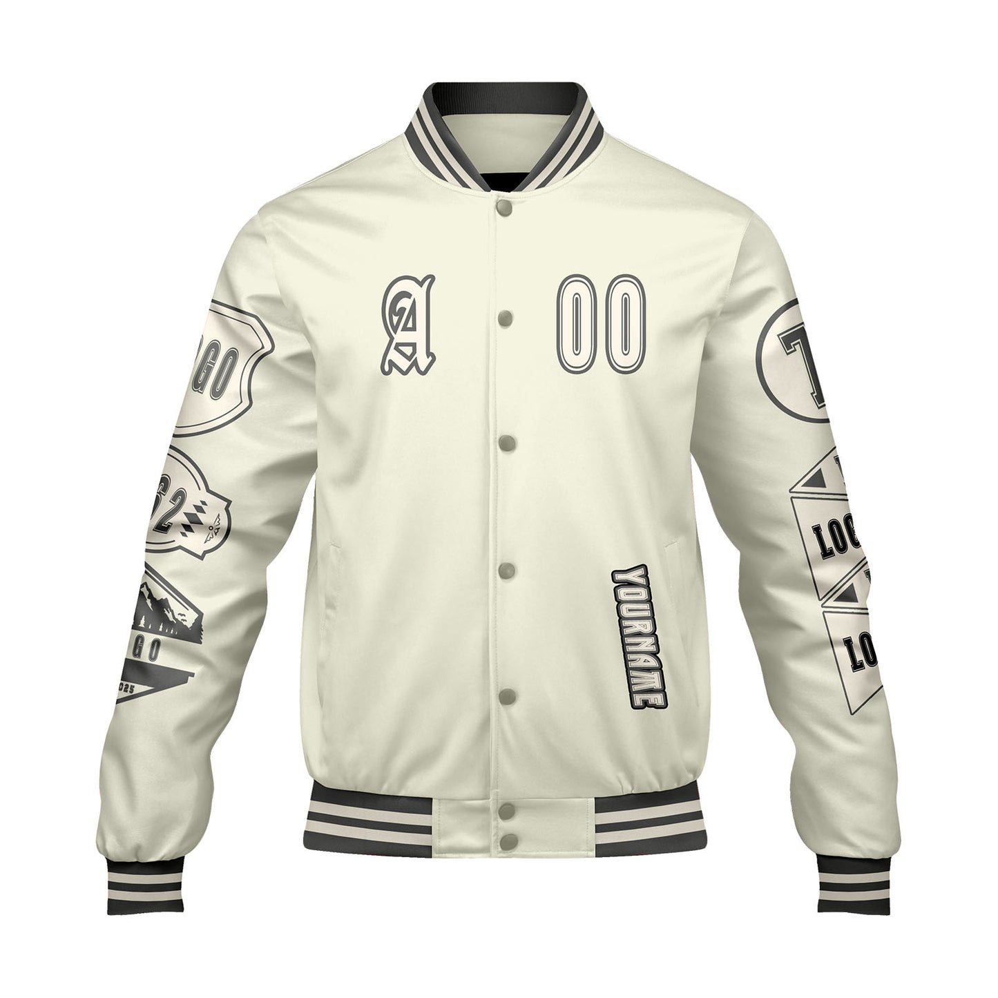 Custom White Letterman Varsity Jacket Personalized Embroidery Printing