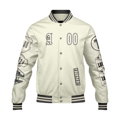 Custom White Letterman Varsity Jacket Personalized Embroidery Printing