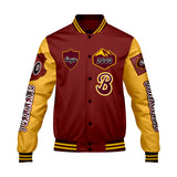 Custom Red Yellow Letterman Varsity Jacket Personalized Embroidery Printing