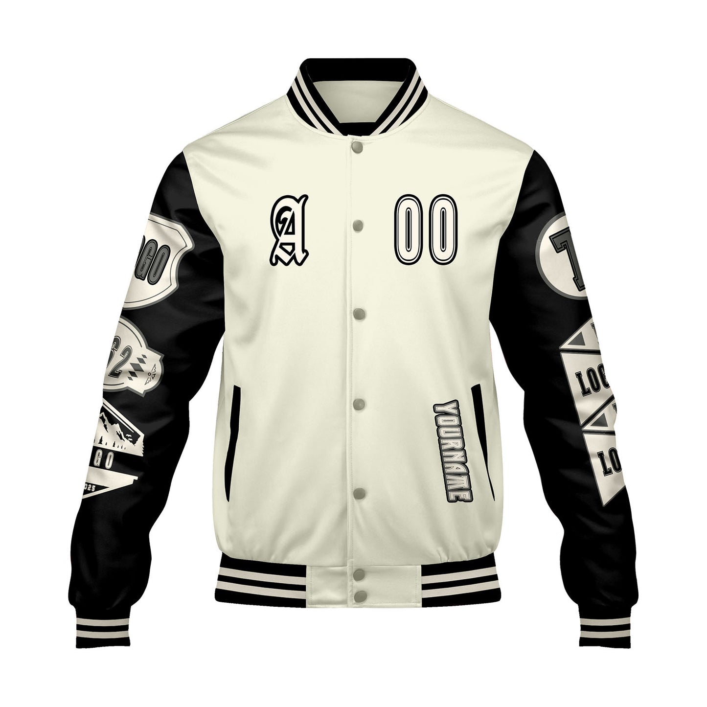 Custom White Black Letterman Varsity Jacket Personalized Embroidery Printing