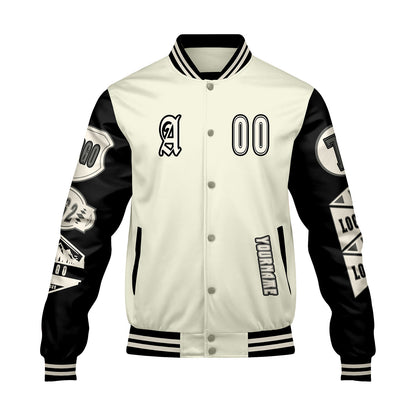 Custom White Black Letterman Varsity Jacket Personalized Embroidery Printing