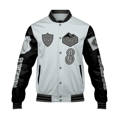 Custom Gray Black Letterman Varsity Jacket Personalized Embroidery Printing