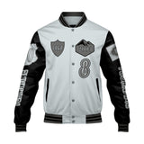 Custom Gray Black Letterman Varsity Jacket Personalized Embroidery Printing
