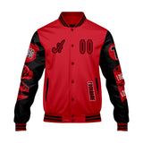 Custom Red Black Letterman Varsity Jacket Personalized Embroidery Printing