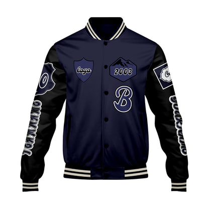 Custom Navy Black Letterman Varsity Jacket Personalized Embroidery Printing