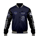 Custom Navy Black Letterman Varsity Jacket Personalized Embroidery Printing